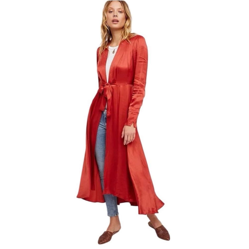 Free People Marilyn Satin Duster in Red